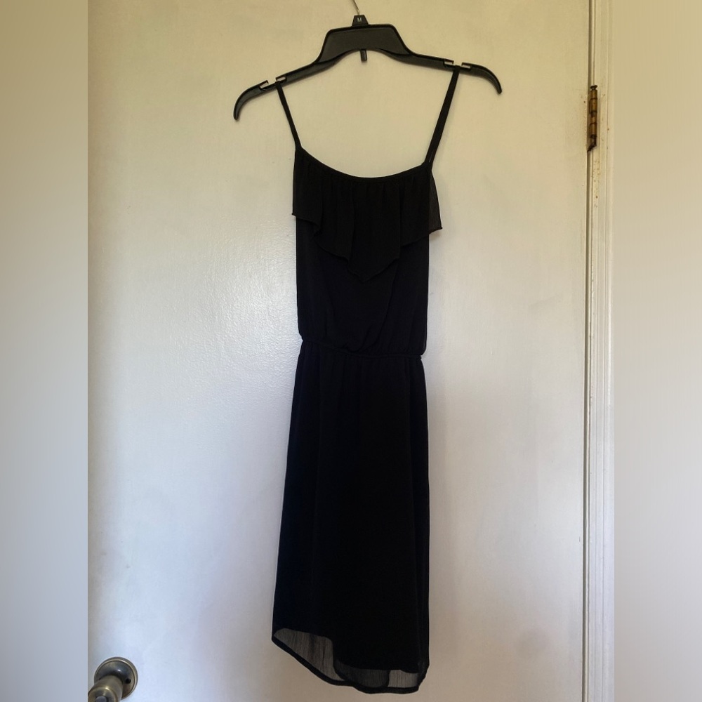 No Boundaries Black Spaghetti Strap Dress Size M (7-9)